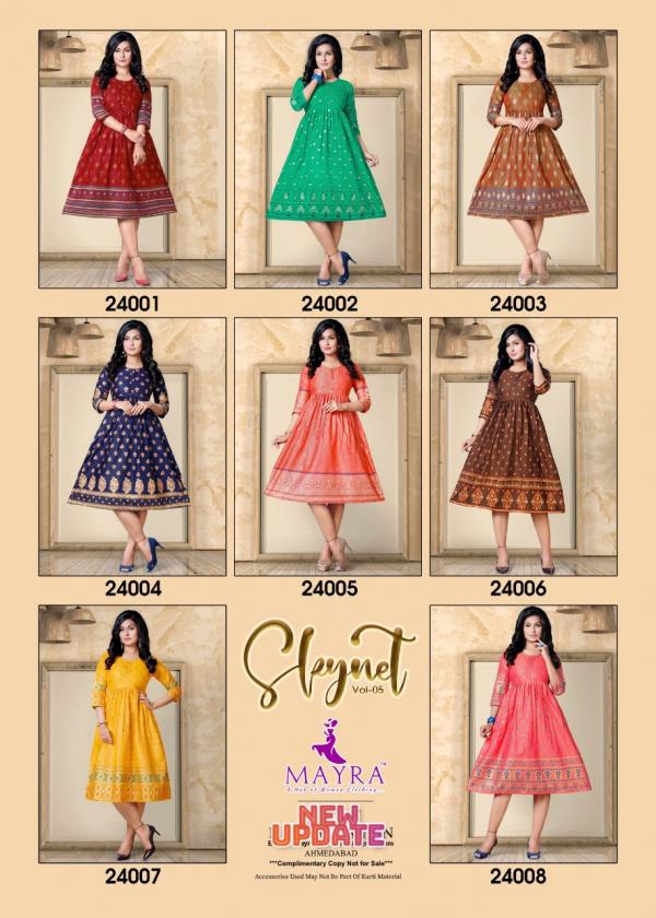 Mayra Skynet 5 Rayon Fancy Gold Print Kurti 